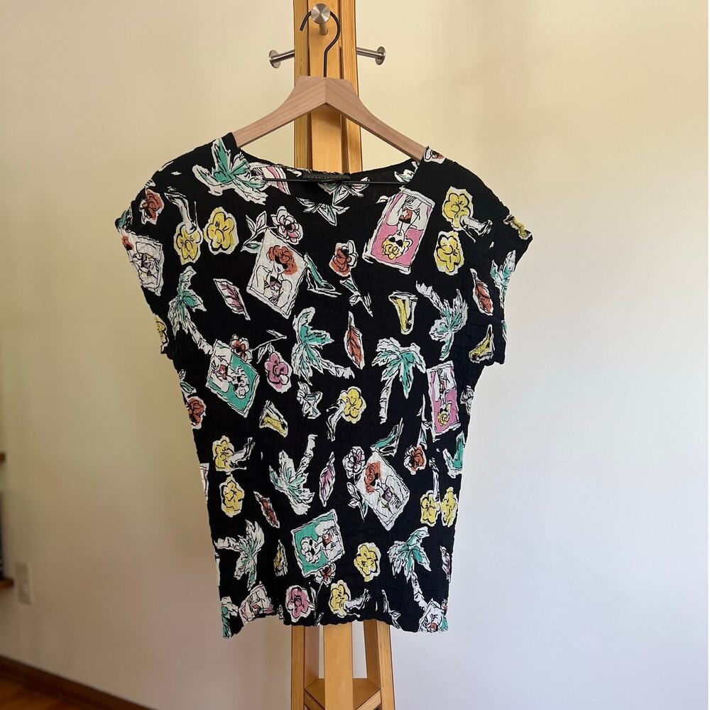 Womens Vintage Y2K Tess Studio Novelty Print Blouse